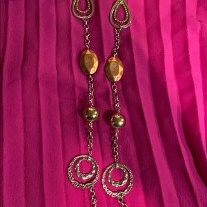 Long fashion necklace. Gold and Copper.